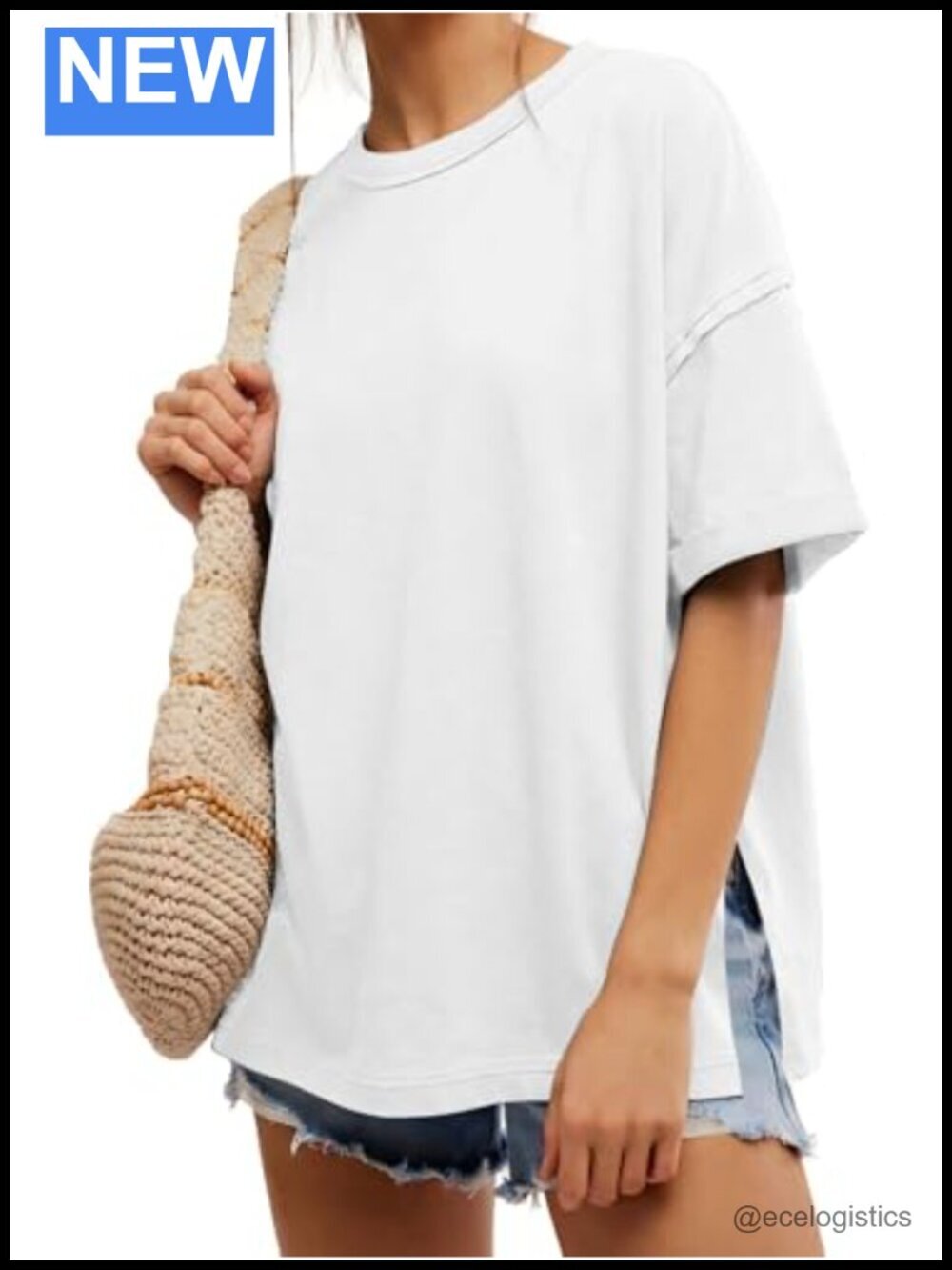 Oversized Short Sleeve Crew Neck Tunic Top Maternity Workout Loose Fit
